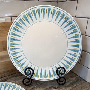 Vtg Mikasa Blue Point Pattern Cera Stone 3134-B Chop Plate Round Platter 12"
